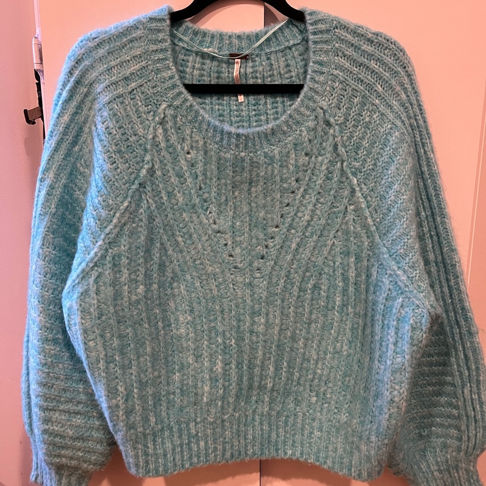 Free people teal chunky sweater